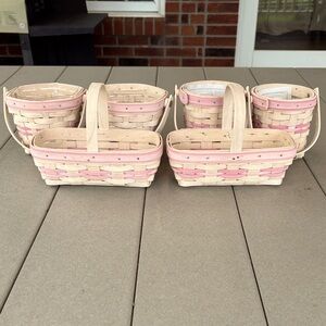 Longaberger Breast Cancer Awareness Pink and Cream Woven Baskets set of 6.